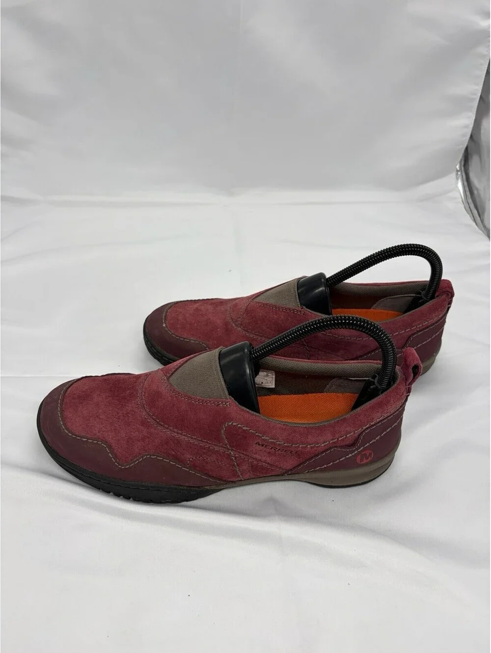 Merrell Slip On Shoes Womens 7.5 Burgundy Suede Zinfandel Performance Wear Comfy